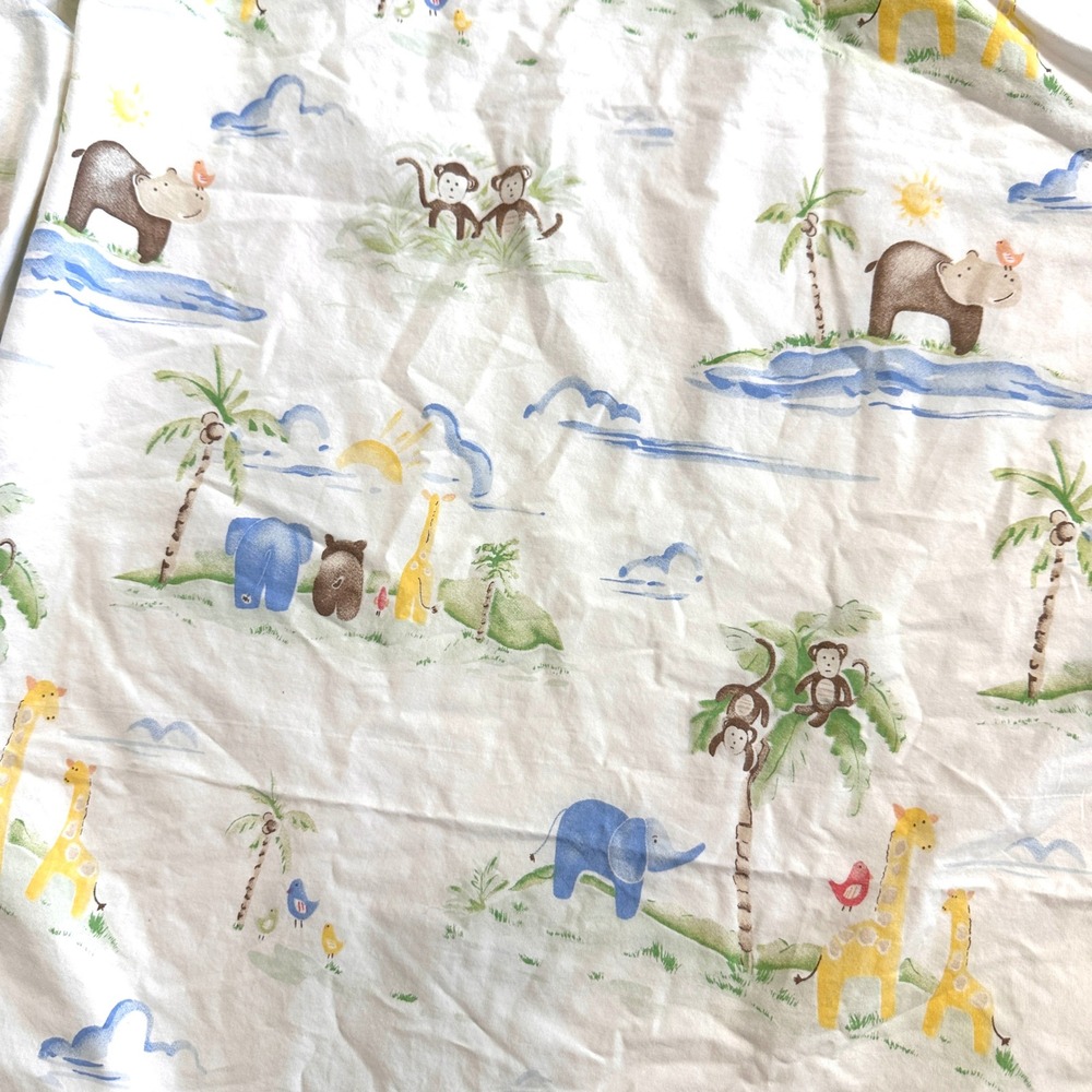Pottery Barn Safari Animal Fitted Crib Sheet Jungle Friends Organic Cotton 2013 - Picture 4 of 7